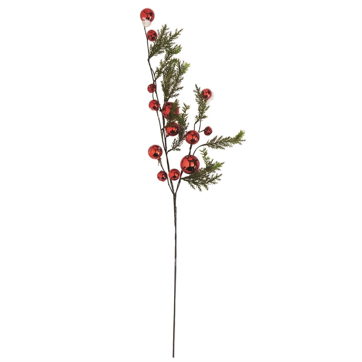 35" Snowy Pine Branch With Red Bells