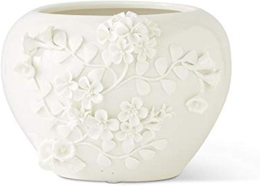 White Jasmine Vase , Ceramic 6.75"