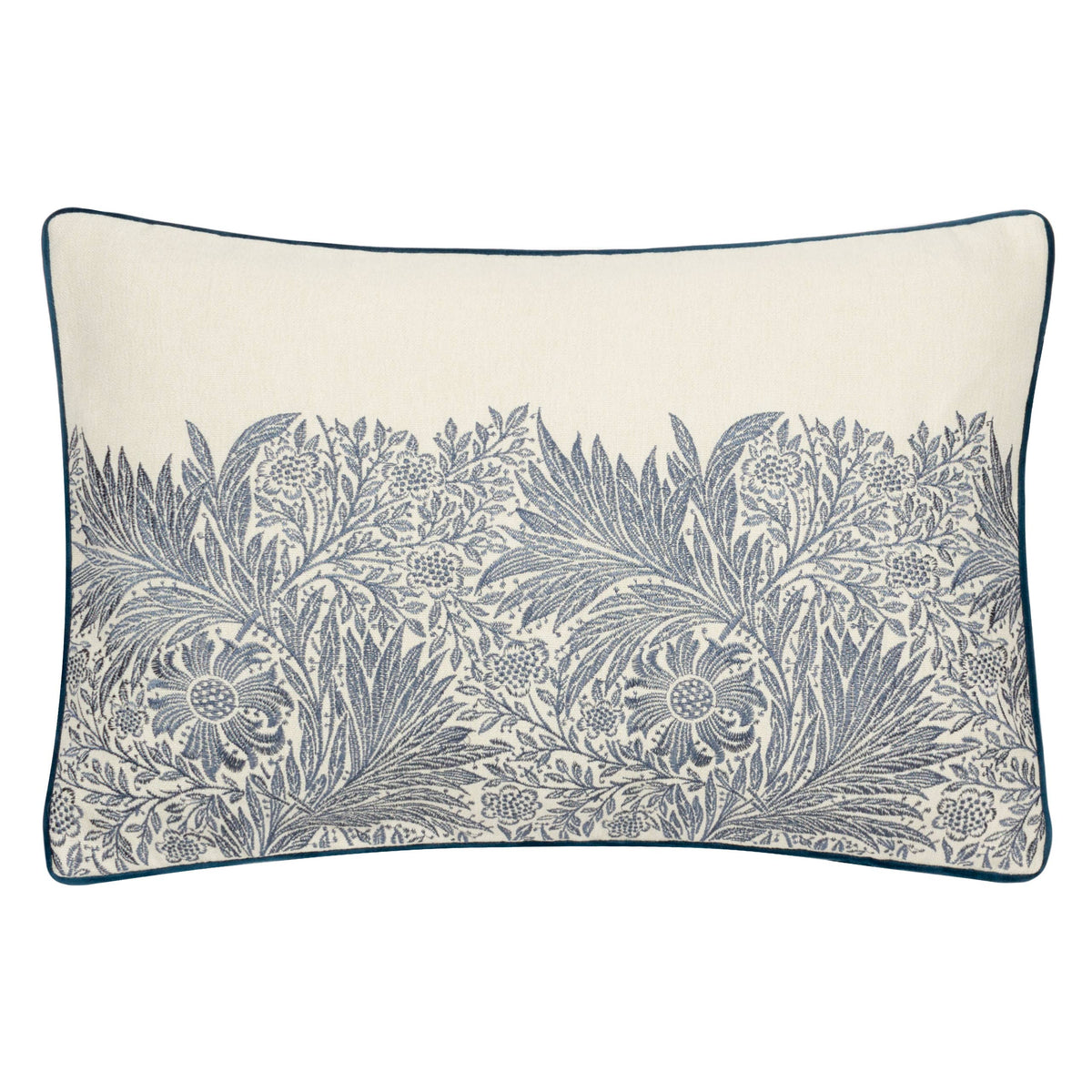 Marigold Embroidered Cushion Indigo