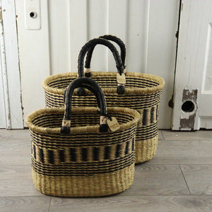 Oval Basket with Two Handles Large - Natural Palette: Natural Palette / Large