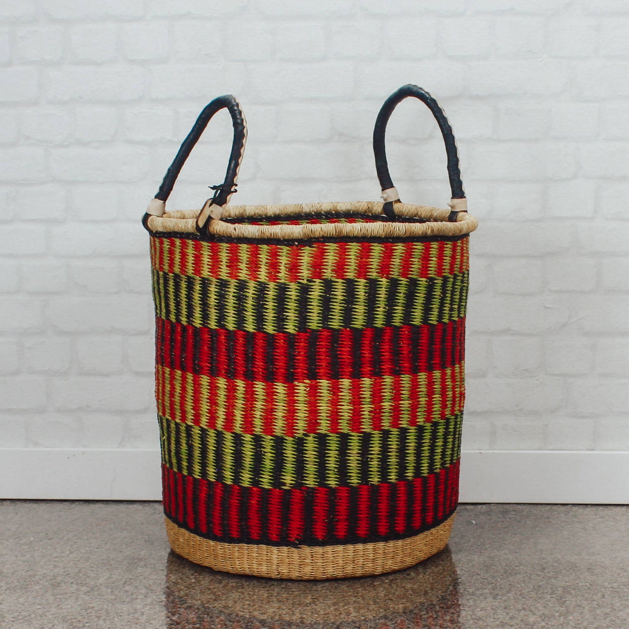 Tall Laundry Basket - Red Green & Black: Medium