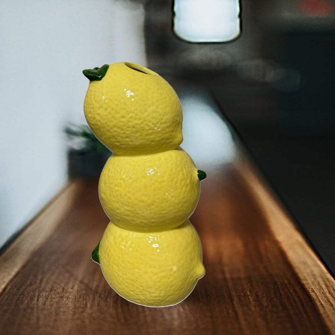 Concepts Lemon Stack Vase 4x8 – Vibrant Ceramic Home Accent