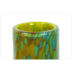 Small Green & Yellow Bubble Glass Vase