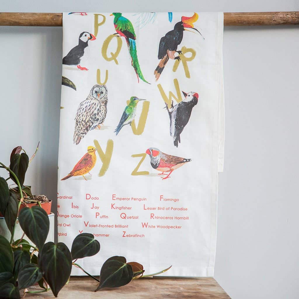 Avian Alphabet Bird Cotton Tea Towel