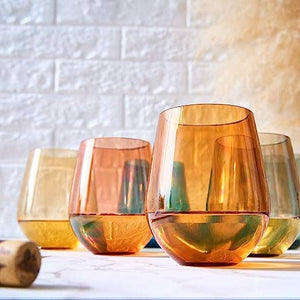 Acrylic Stemless Wine Glasses Glasses  - Set of 6