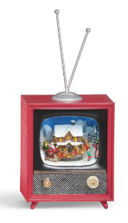 6" Amusements TV with Snow-Covered House & Rotating Santa's Sleigh