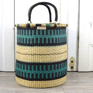 Tall Laundry Basket - Blue & Black: Large