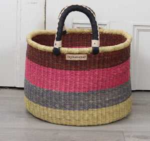 Short Laundry Basket - Bold Pink & Mauve: Small