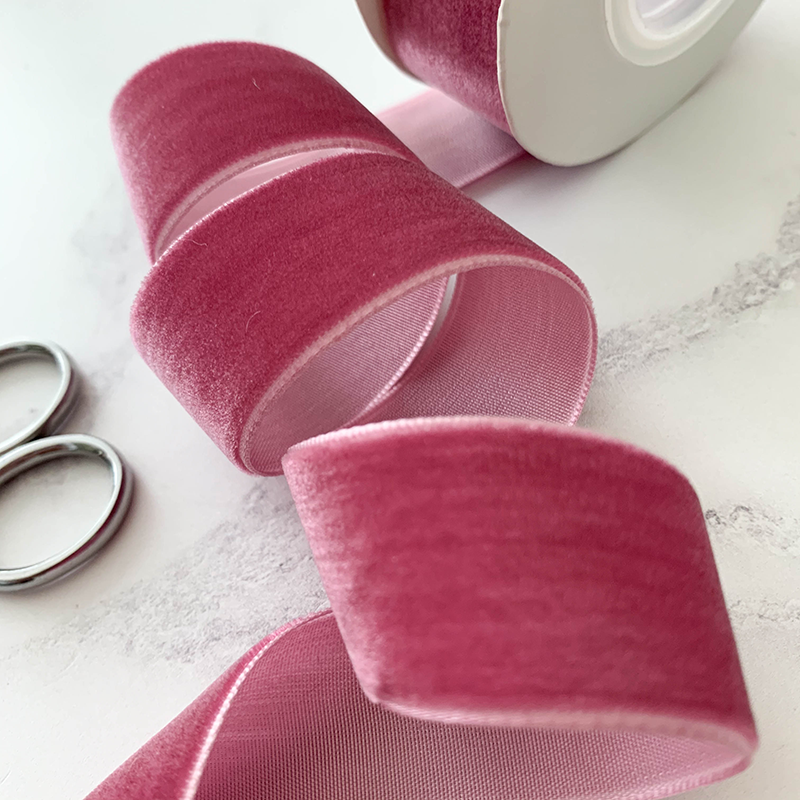 Antique Rose Velvet Ribbon 25mm  - 3 Meter Roll