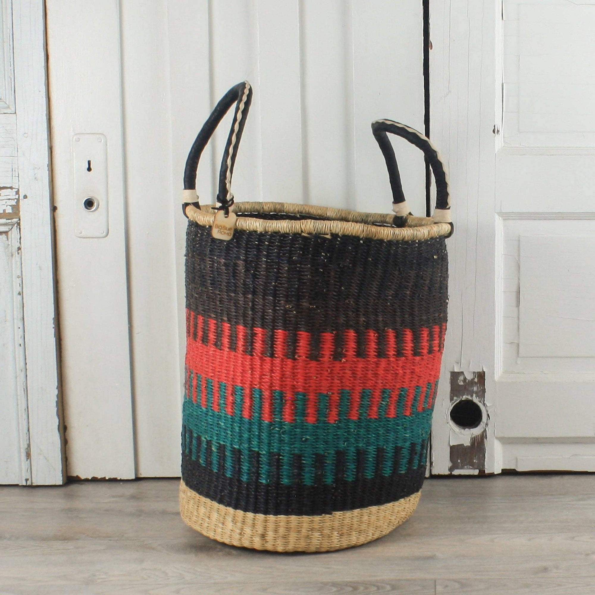 Tall Laundry Basket - Black Blue & Red: Large