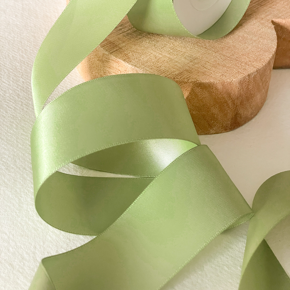 38mm Spring Moss Satin Ribbon - 10 Meter Roll