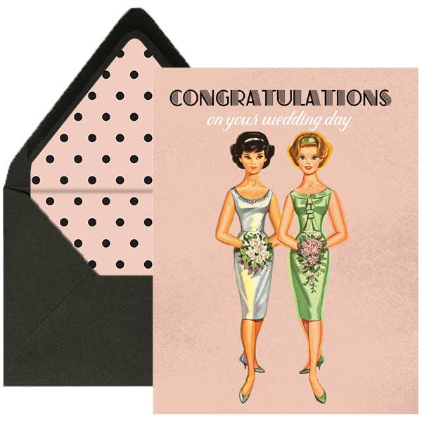 Vintage Brides Lesbian LGBTQ Mrs and Mrs Wedding Card