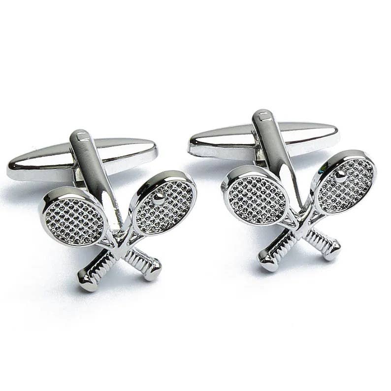 Silver Tennis Racquets Cufflinks