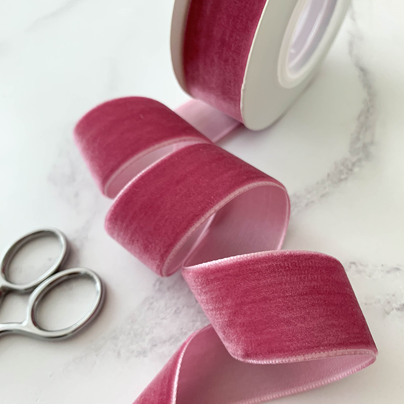 Antique Rose Velvet Ribbon 25mm  - 3 Meter Roll