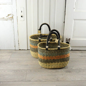 Oval Basket with Two Handles Large - Natural Palette: Natural Palette / Large