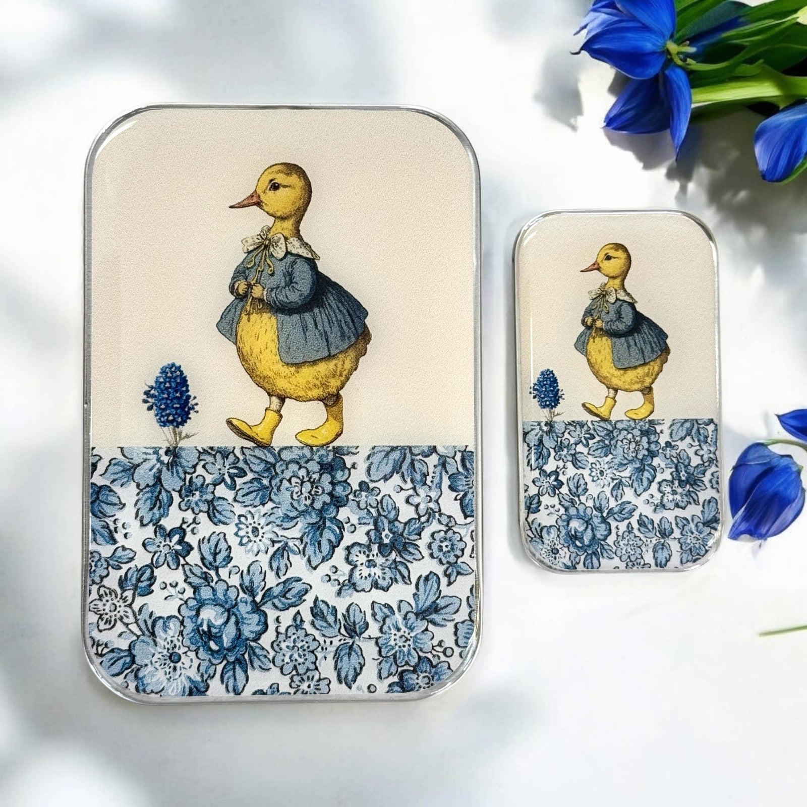Duck and flower notions tin