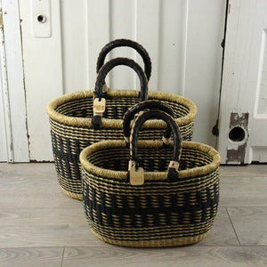 Oval Basket with Two Handles Small - Natural Palette