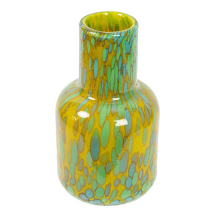 Small Green & Yellow Bubble Glass Vase