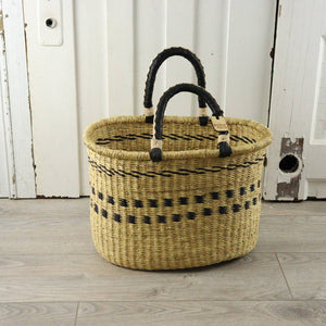 Oval Basket with Two Handles Large - Natural Palette: Natural Palette / Large