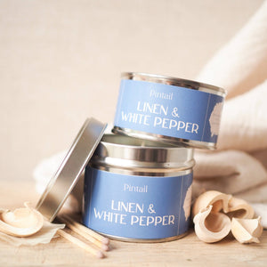 Linen and White Pepper Classic Tin Candle | Candles in Tins