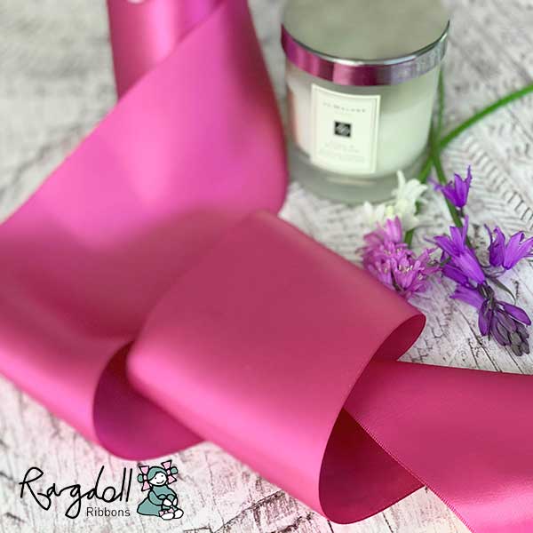 100mm Raspberry Rose Satin Ribbon - 10 Metre Roll