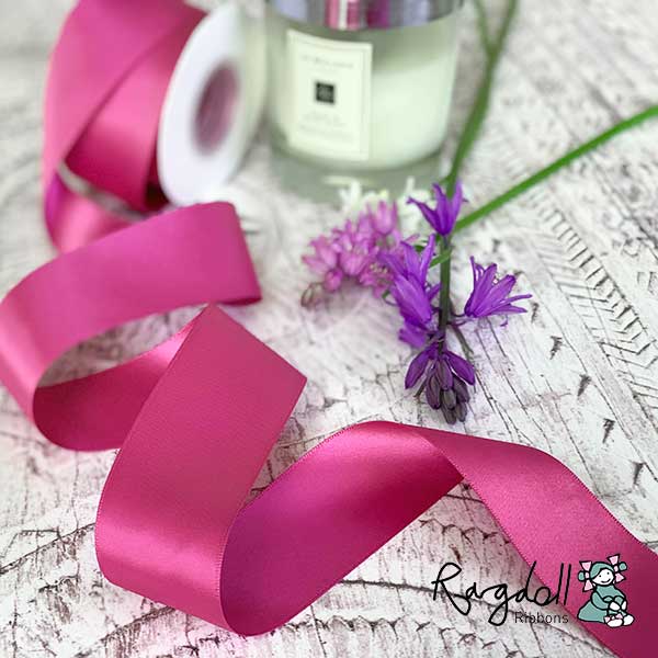38mm Raspberry Rose Satin Ribbon - 10 Metre Roll