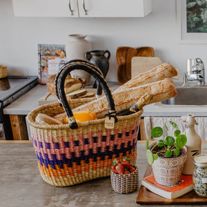 Oval Basket with Two Handles Small - Traditional Palette