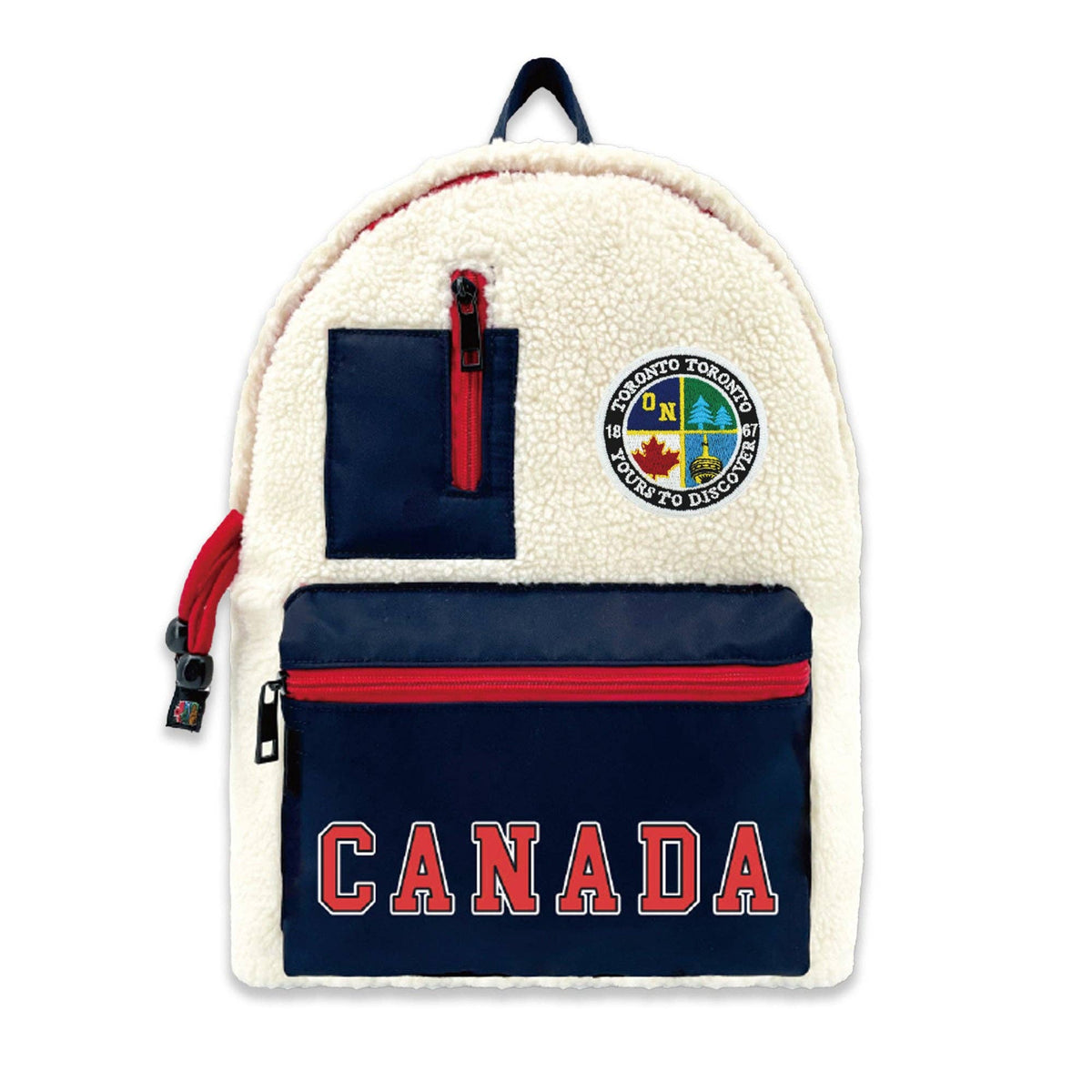 Toronto Canada Sherpa Backpack Cozy Fleece Travel Daypack Canadian Souvenir School Bag