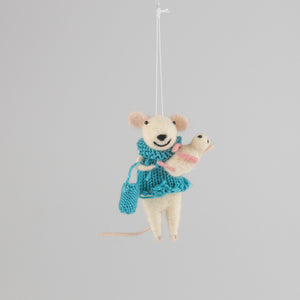 Felt Mouse And Baby Ornament