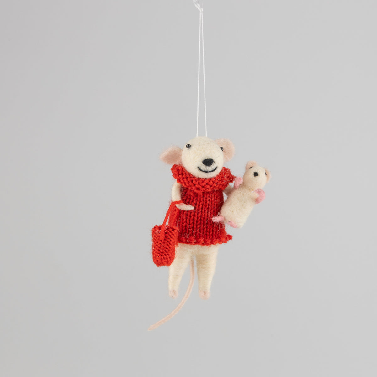 Felt Mouse And Baby Ornament