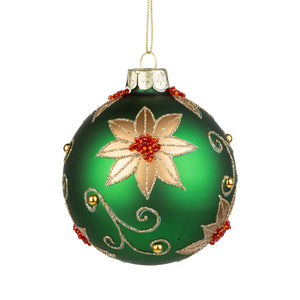 Jeweled Star Motif Glass Ball Ornament