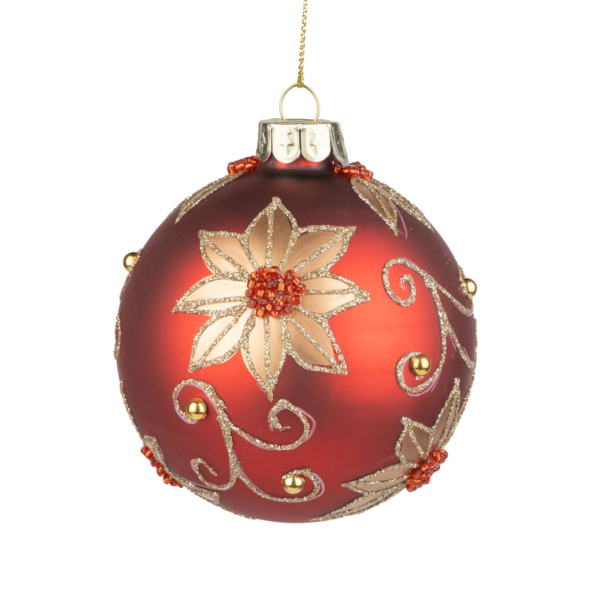 Jeweled Star Motif Glass Ball Ornament