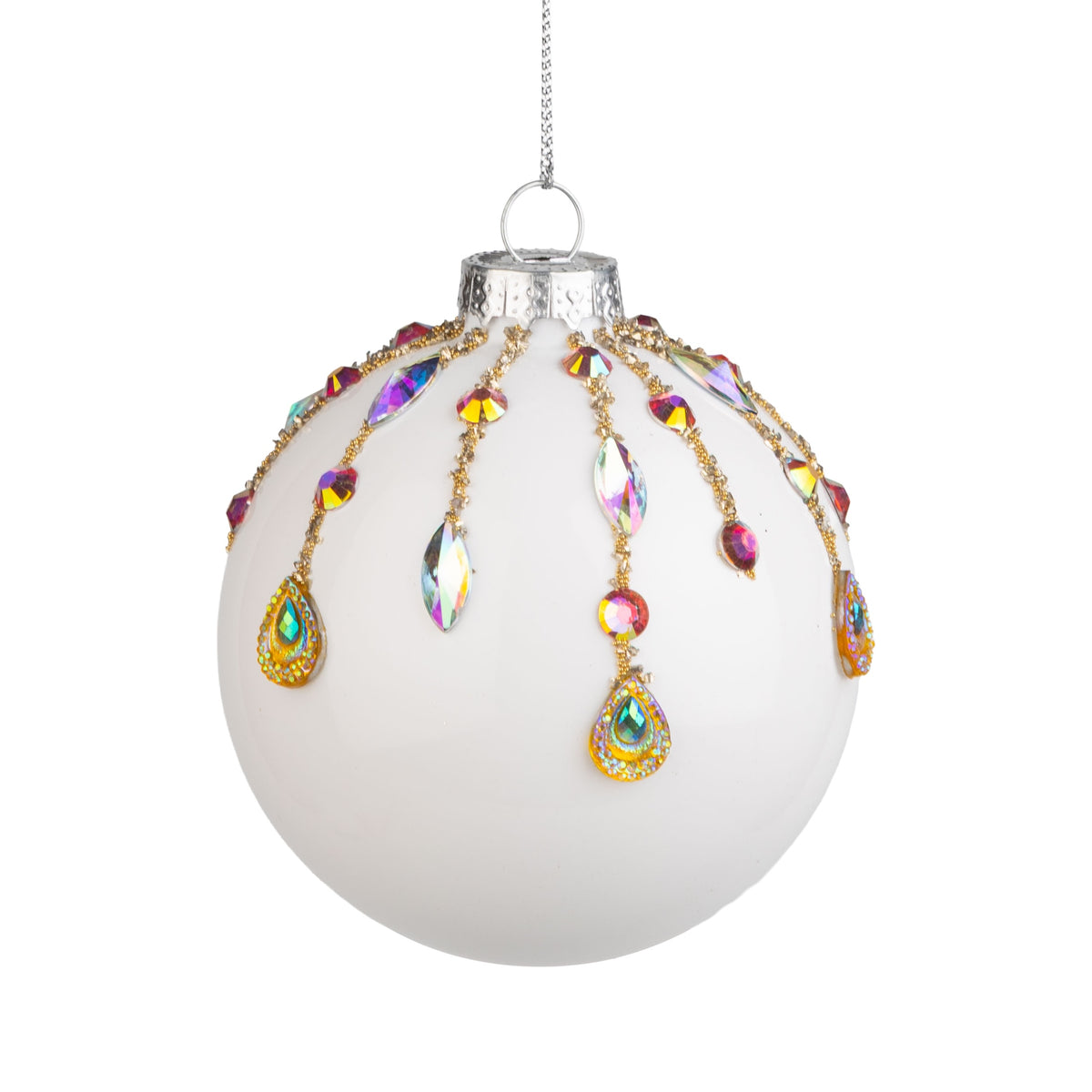 Shiny White Glass Ornament