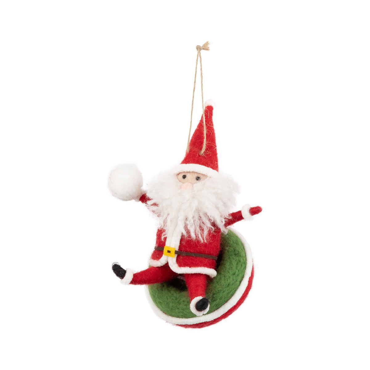Felt Santa With Snowball on Inner Tube