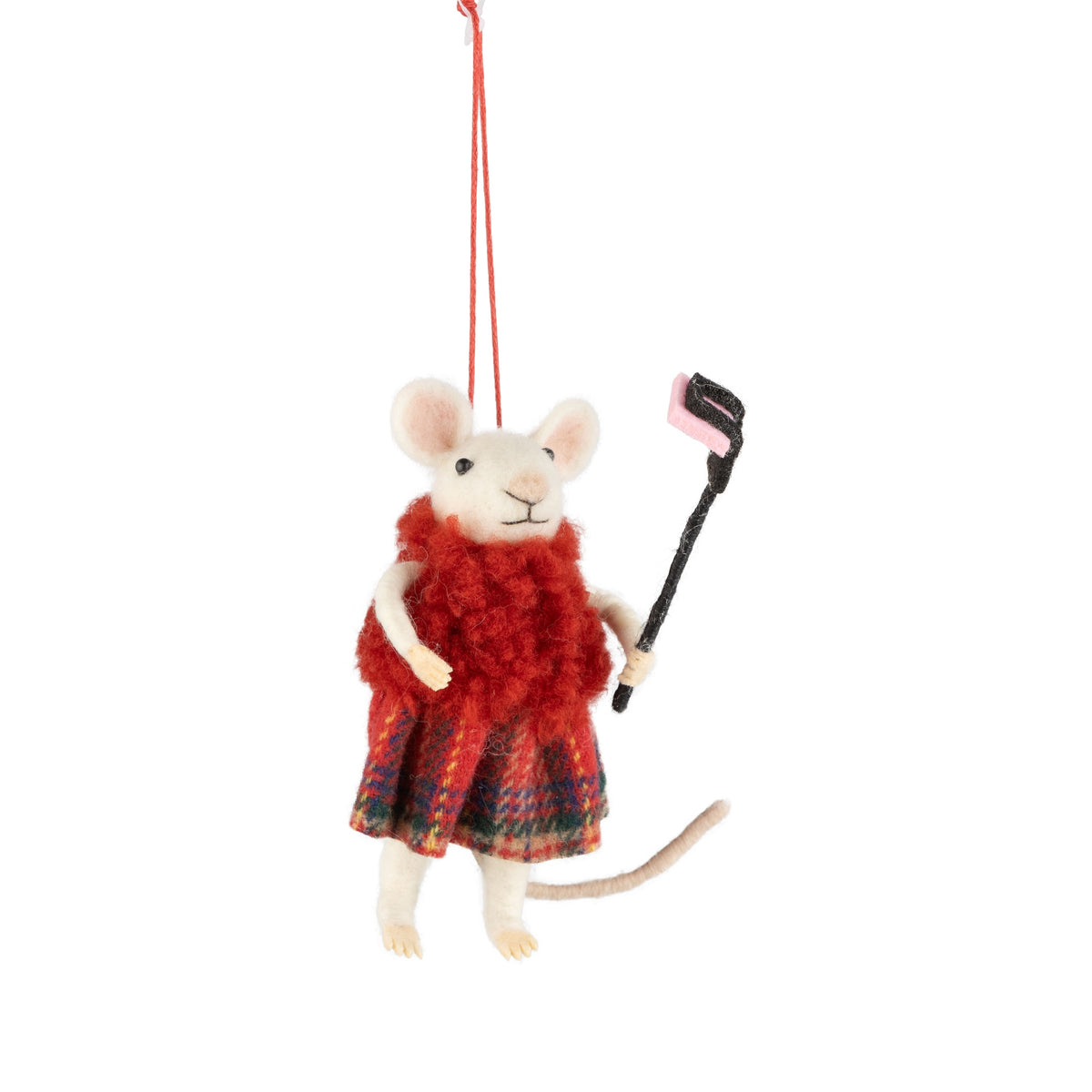 Selfie Stick - Felt Mouse Ornament