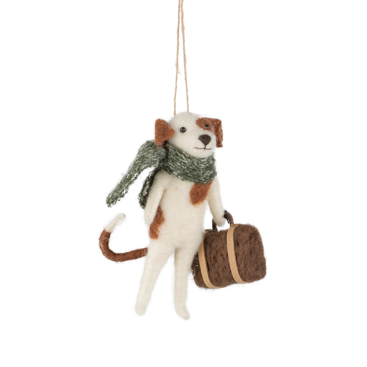Traveling Dog With Bag - Felt Ornament