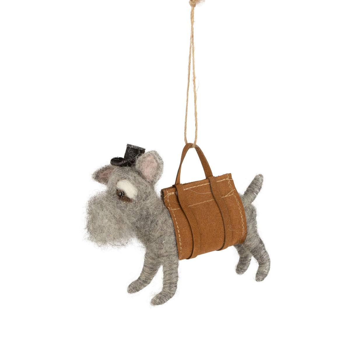 Dog In A Brown Suitcase - Felt Ornament
