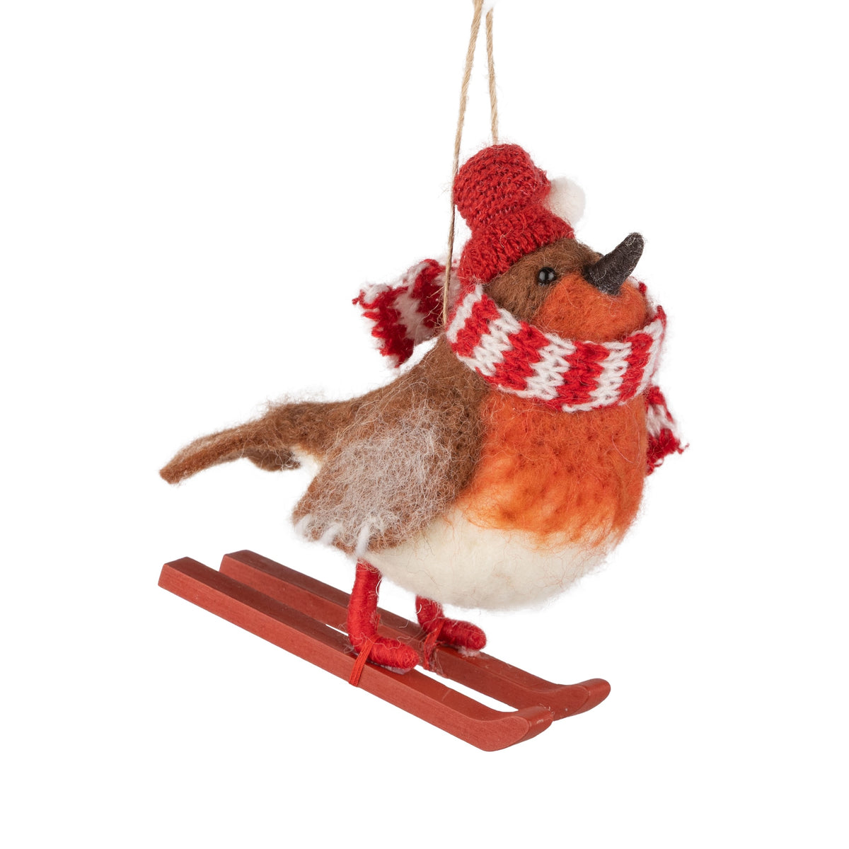 Skiing Robin - Felt Ornament