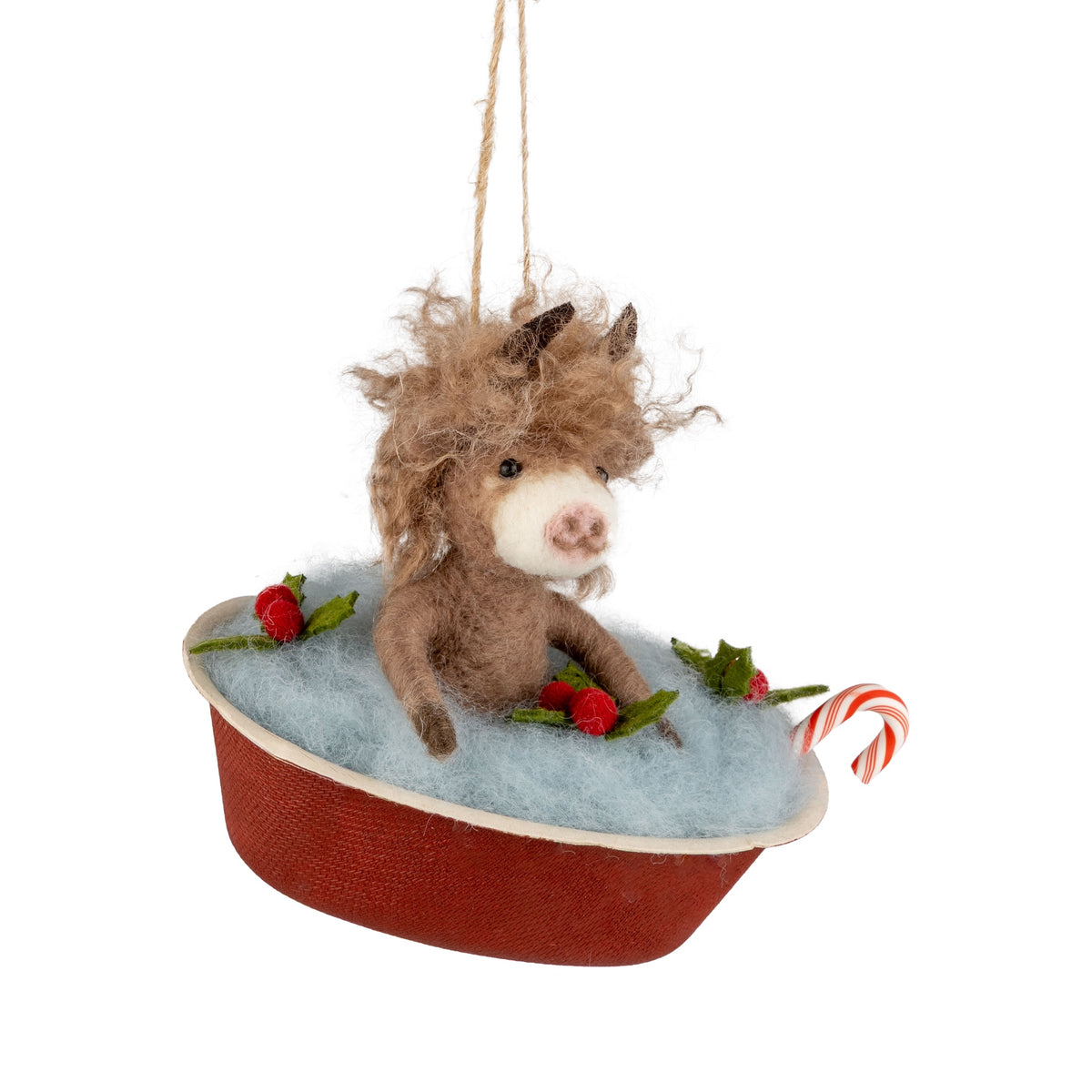 Highland Cow in Bath - Felt Ornament