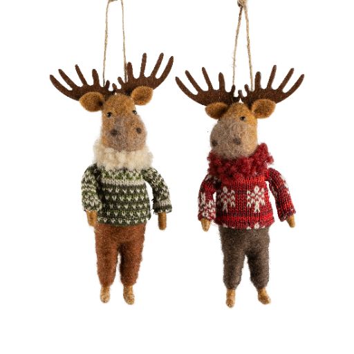 Moose with Sweater - Felt Ornament