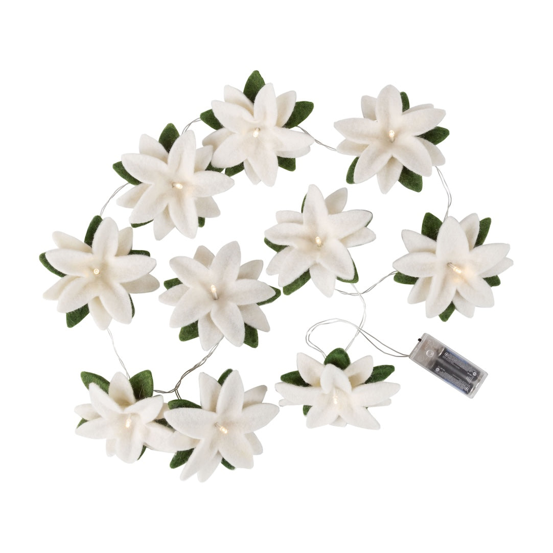 Felt Magnolia Garland With White Flower and Green Leaf