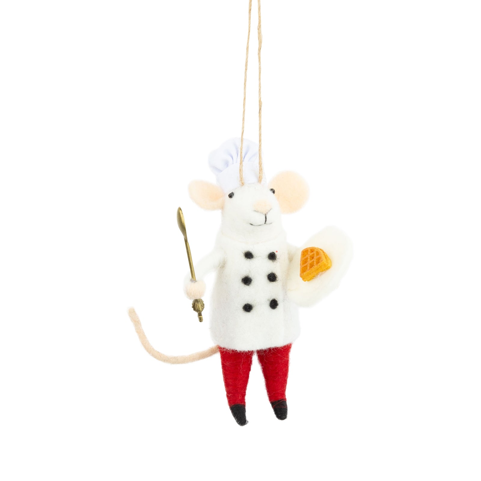 Chef With Waffle & Spoon - Felt Mouse Ornament