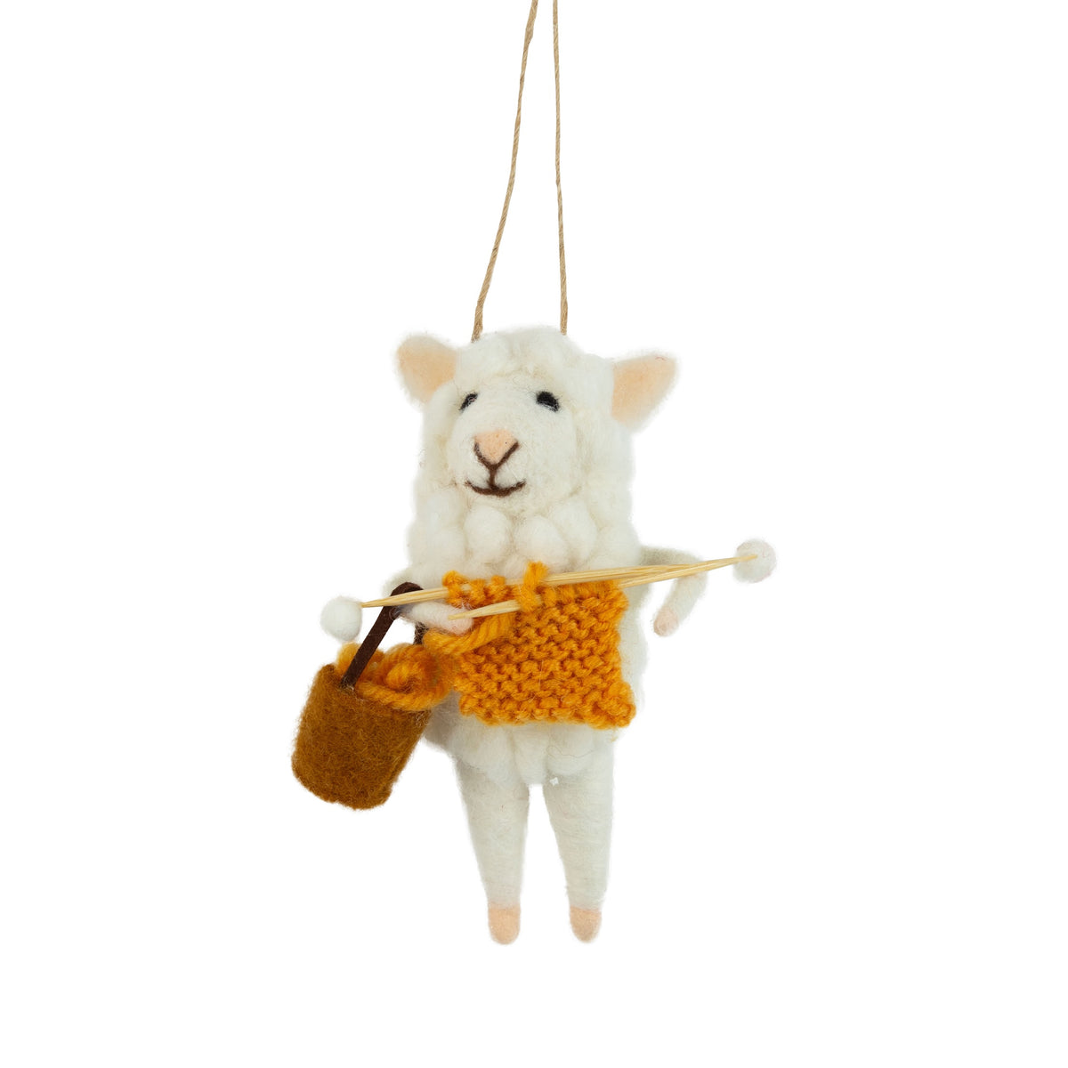 Knitting Sheep - Felt Ornament