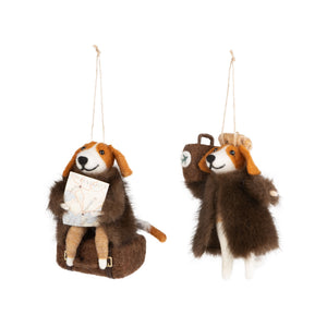 Travelling Dog in Fur Coats - Felt Ornaments