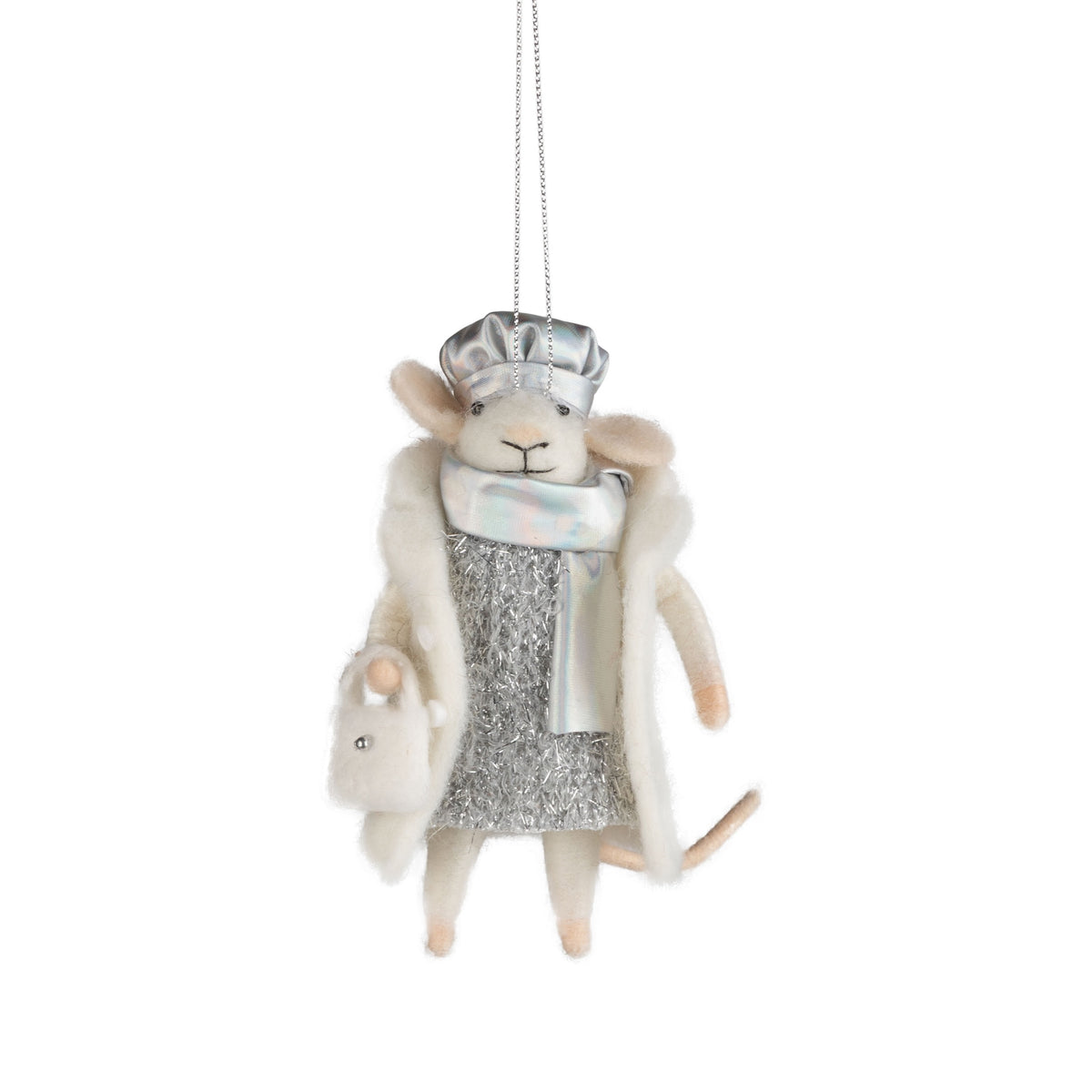Silver Outfit & Coat - Felt Mouse Ornament