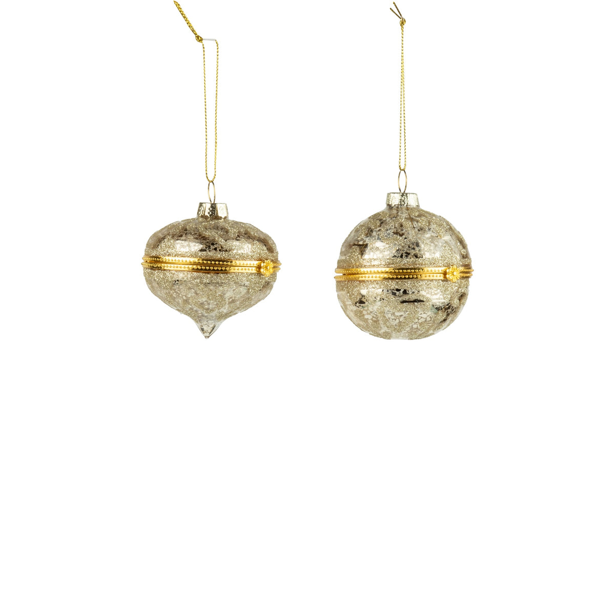 Glass Hinged Keepsake Ornaments In Antique Gold