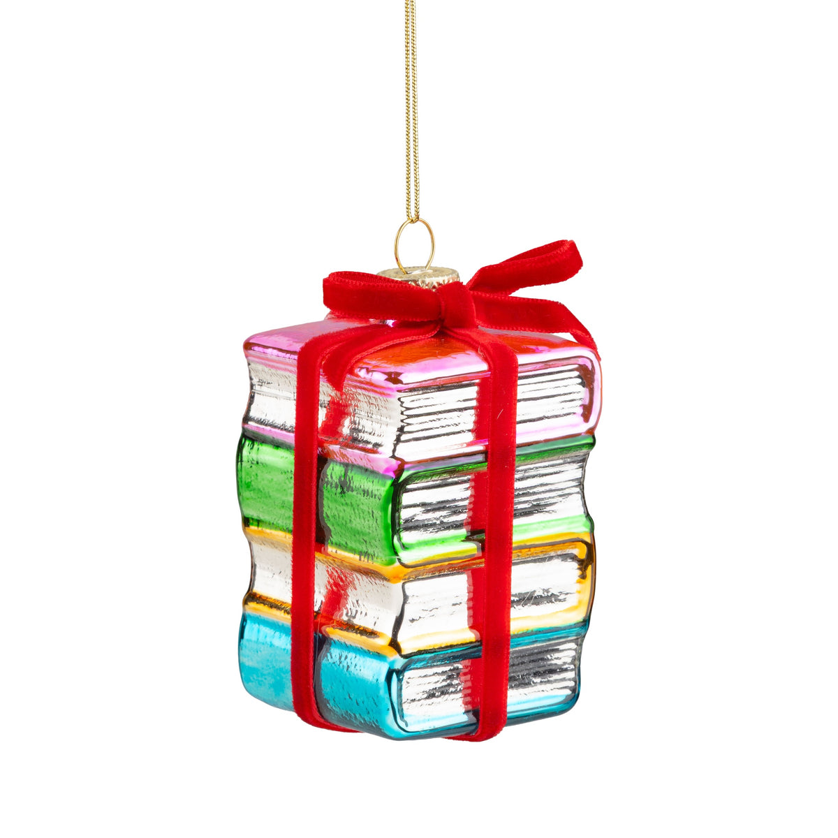 Glass Stacked Books Ornament