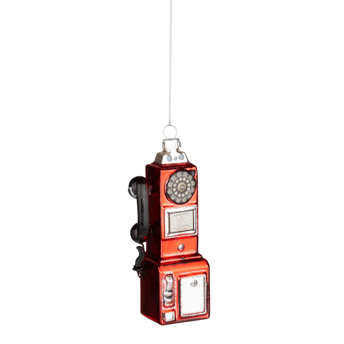 Glass Vintage Pay Phone Ornament