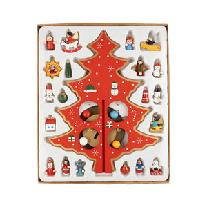 Painted Wood Christmas Tree Table Piece Set