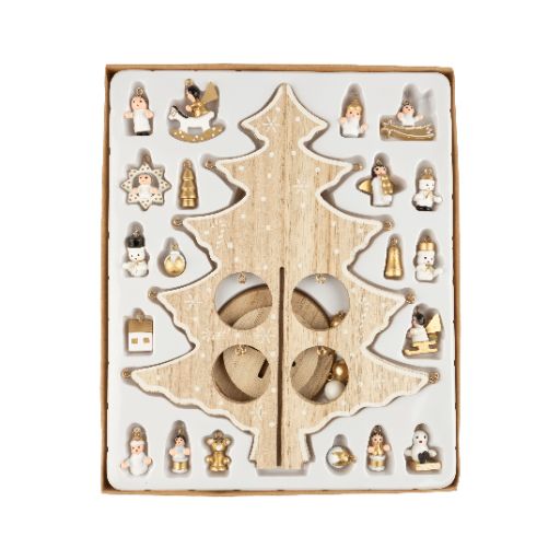 Painted Wood Christmas Tree Table Piece Set